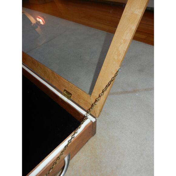 Two Flea Market Display Case Portable Wood with Handels,Velvet Lining 49" long - Picture 10 of 10